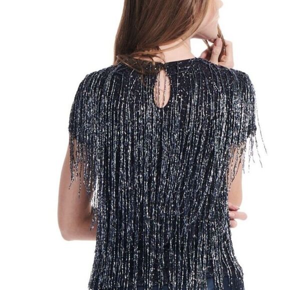 Emily Shalant Sequin Fringe Top Large - Picture 2 of 10